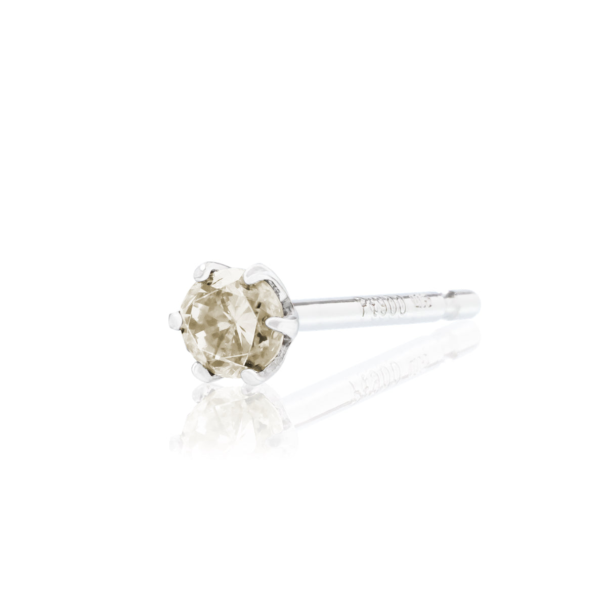シャンパンカラー ダイヤモンドピアス TTLB 計0.1ct PT900 プラチナ 6本爪 スタッド