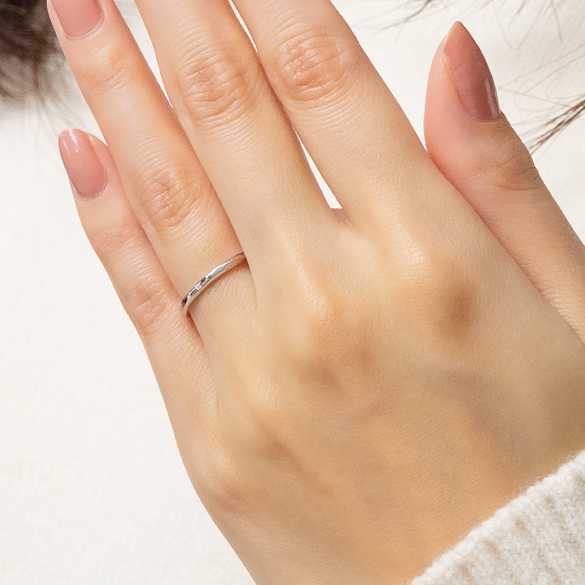 カットリング ダイヤモンド 1石 0.003ct K10WG ホワイトゴールド