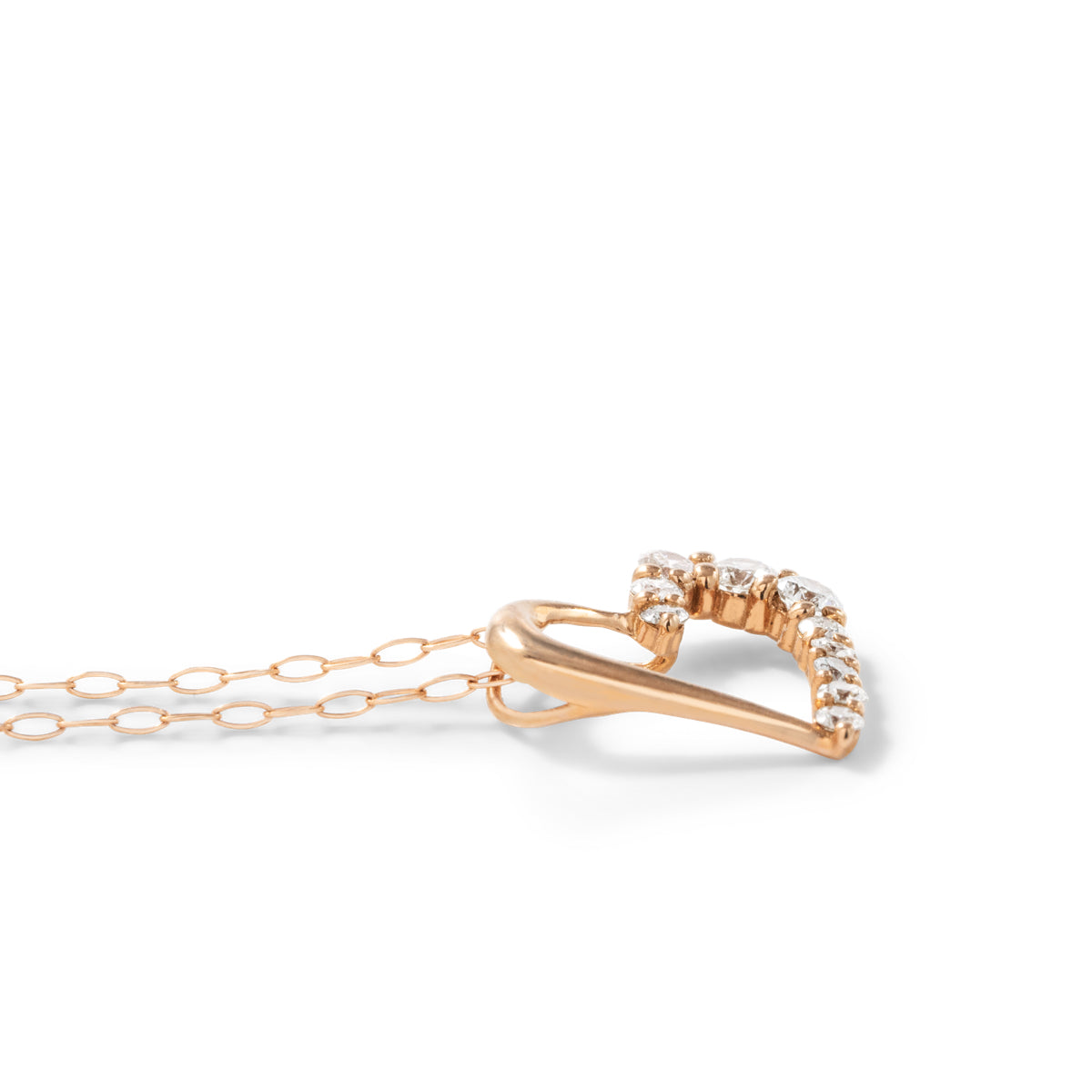 ダイヤモンドネックレス 10粒 0.2ct オープンハート K18PG ピンクゴールド