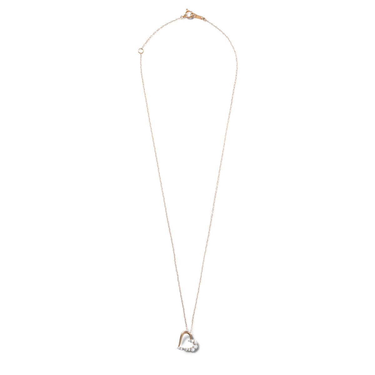 ダイヤモンドネックレス 10粒 0.2ct オープンハート K18PG ピンクゴールド