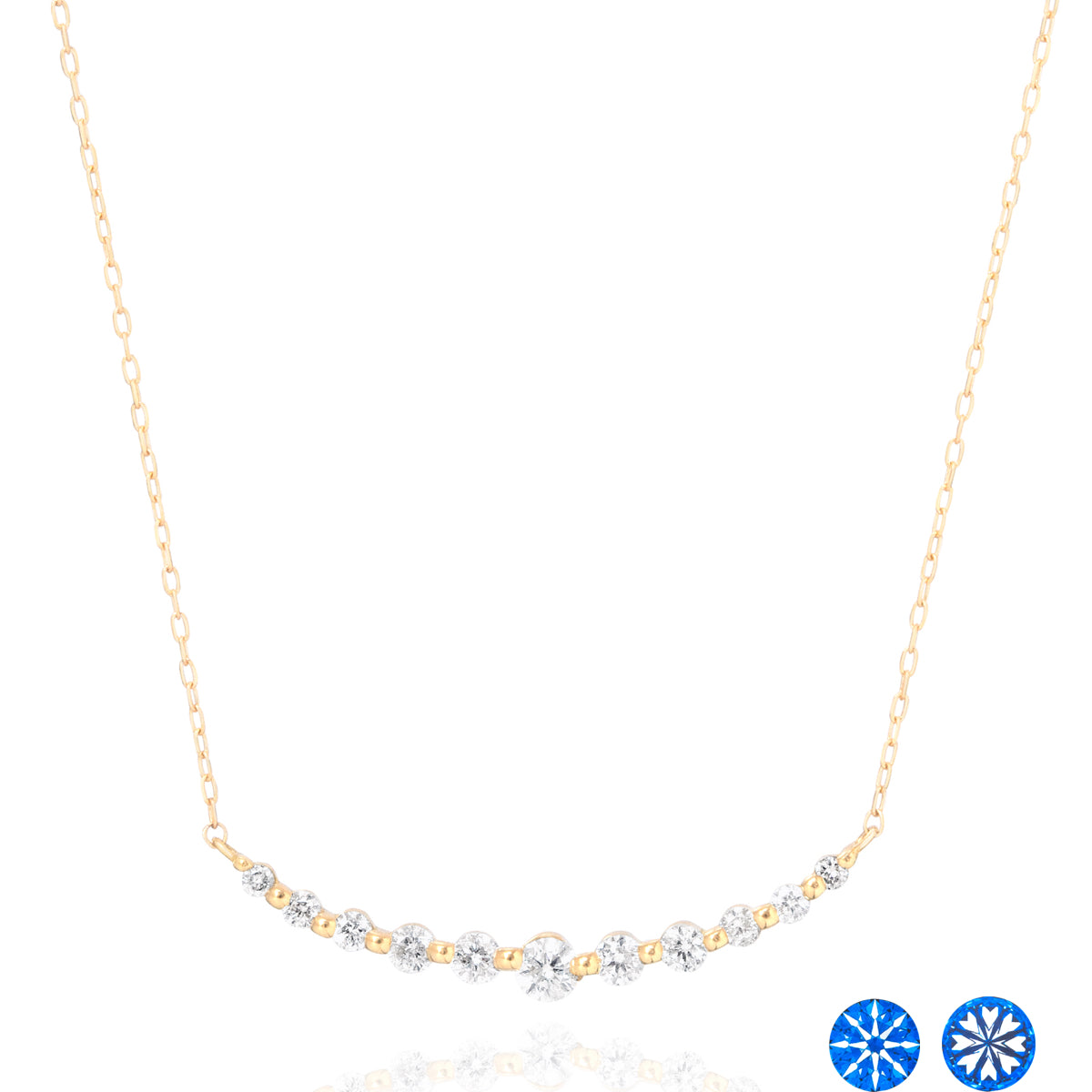 ダイヤモンドネックレス 11粒 0.3ct Heart&Cupid ライン K10YG イエローゴールド