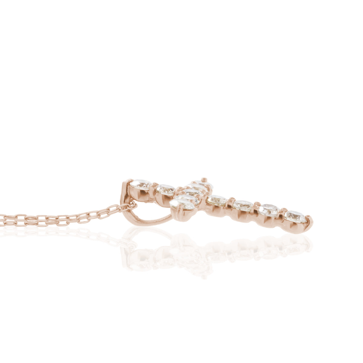 ダイヤモンドネックレス 11石 0.3ct クロス K18PG ピンクゴールド