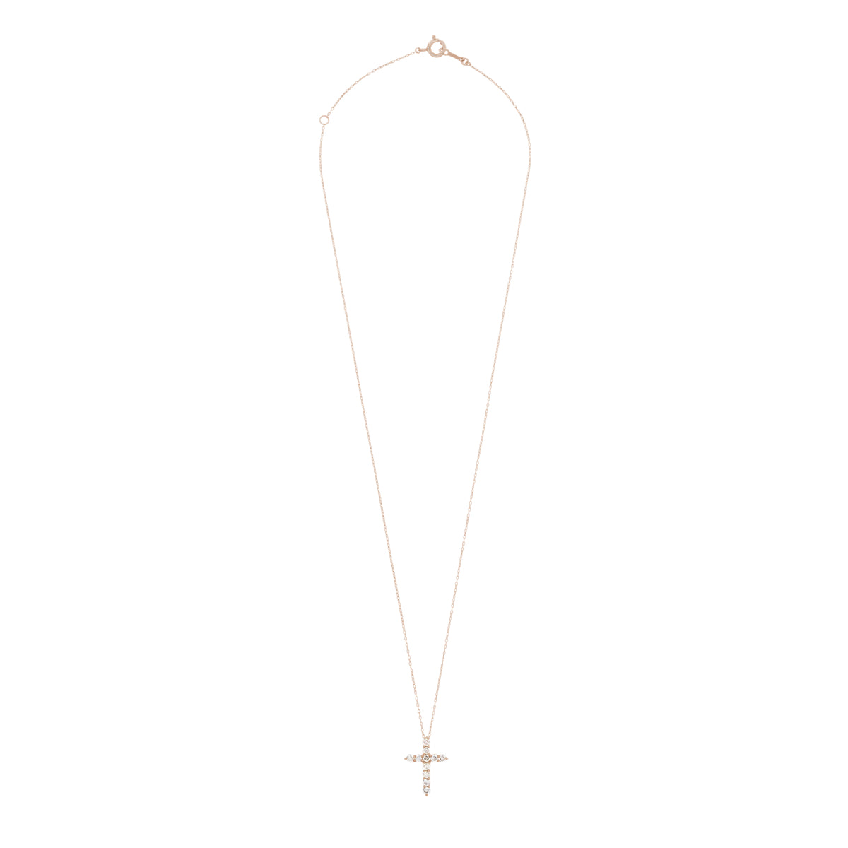 ダイヤモンドネックレス 11石 0.3ct クロス K18PG ピンクゴールド
