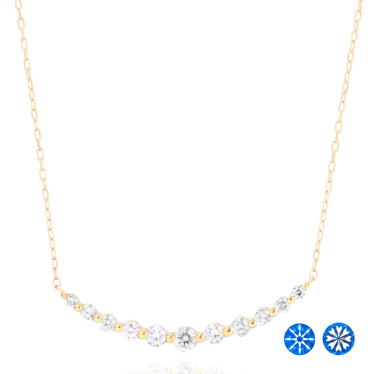 ダイヤモンドネックレス 11粒 0.5ct Heart&Cupidライン K10YG イエローゴールド