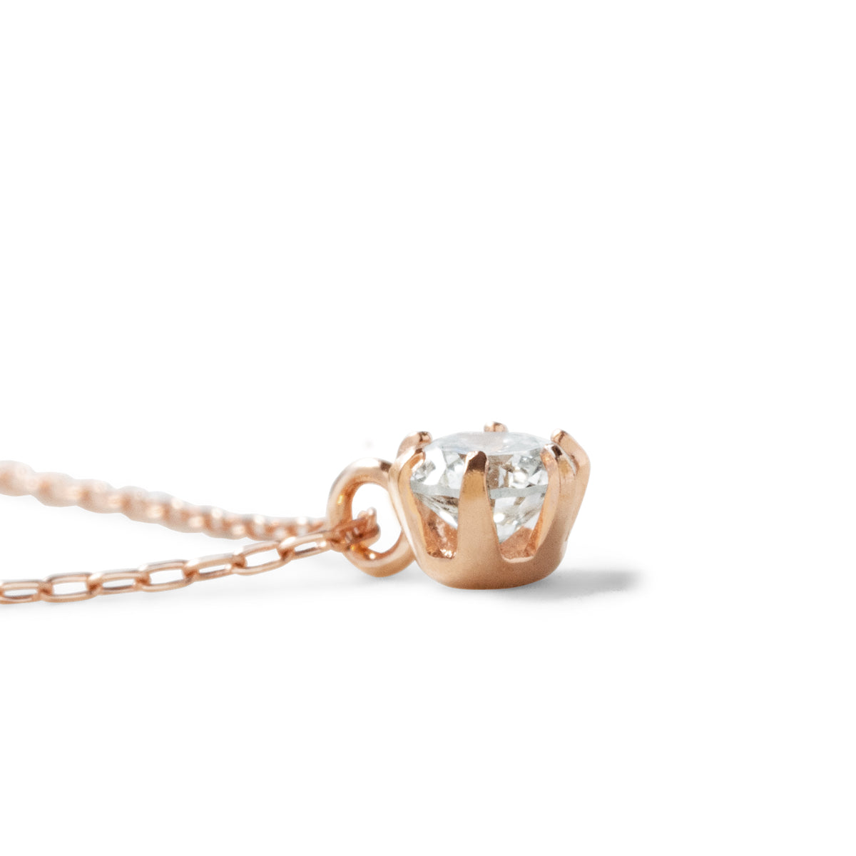 ダイヤモンドネックレス 1粒 6本爪 0.1ct Heart&Cupid K18PG ピンクゴールド