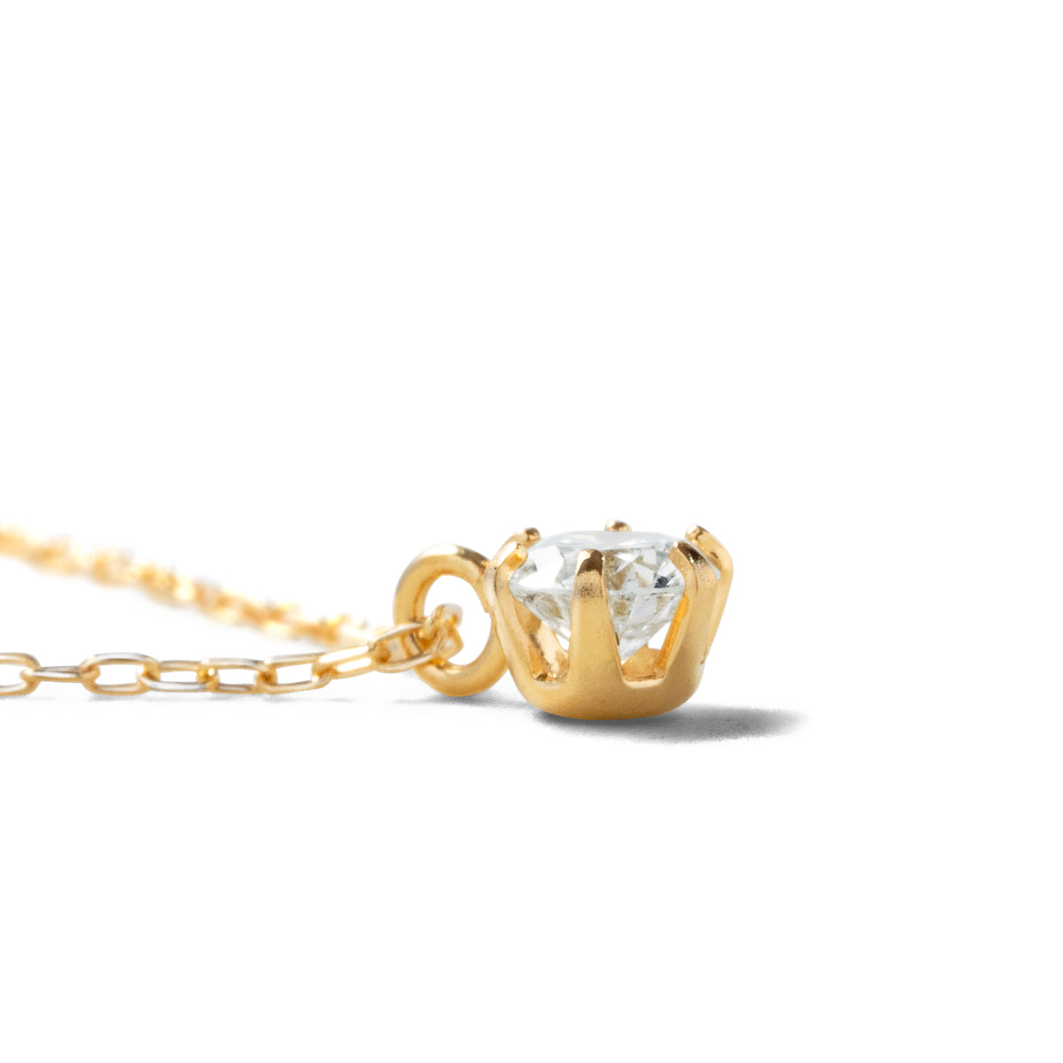 ダイヤモンドネックレス 1粒 6本爪 0.1ct Heart&Cupid K18YG イエローゴールド