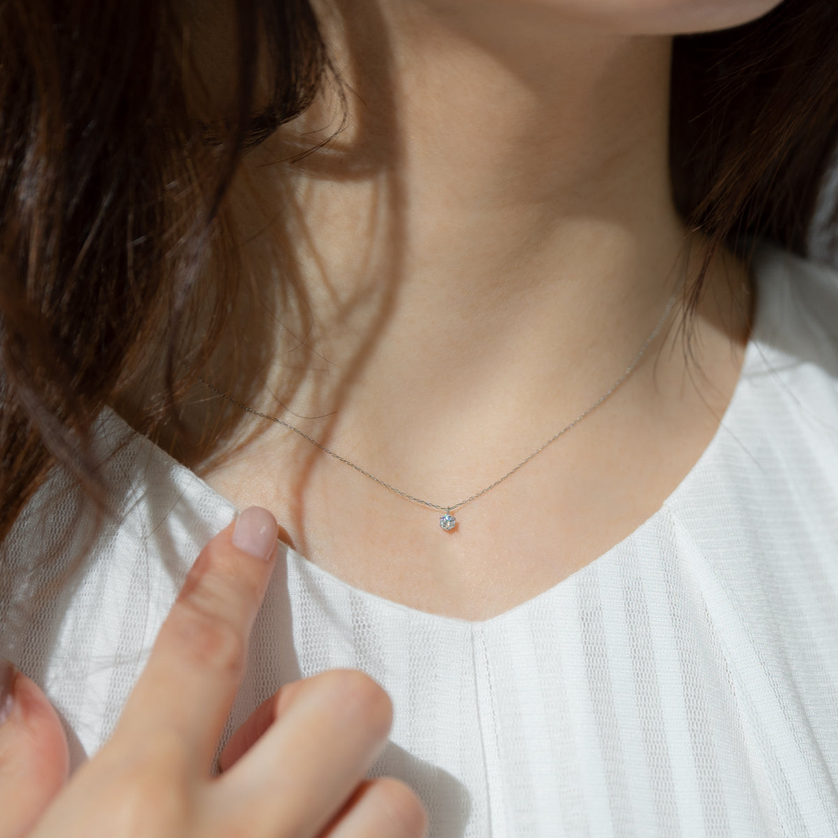 ダイヤモンドネックレス 1粒 6本爪 0.1ct Heart&Cupid PT プラチナ