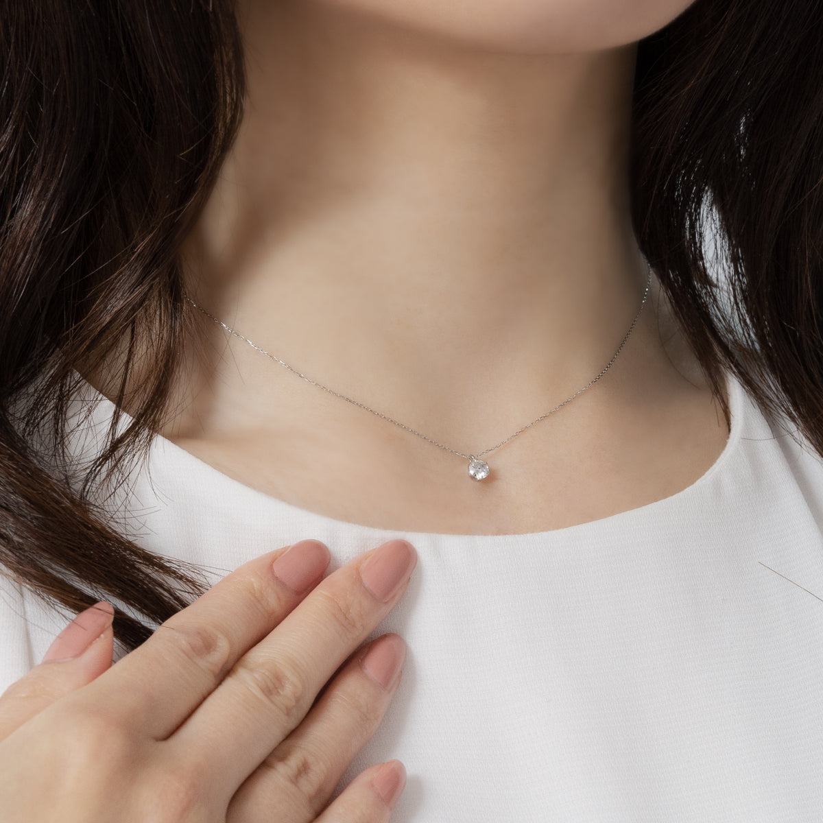 ダイヤモンドネックレス 1粒 6本爪 0.3ct PT プラチナ