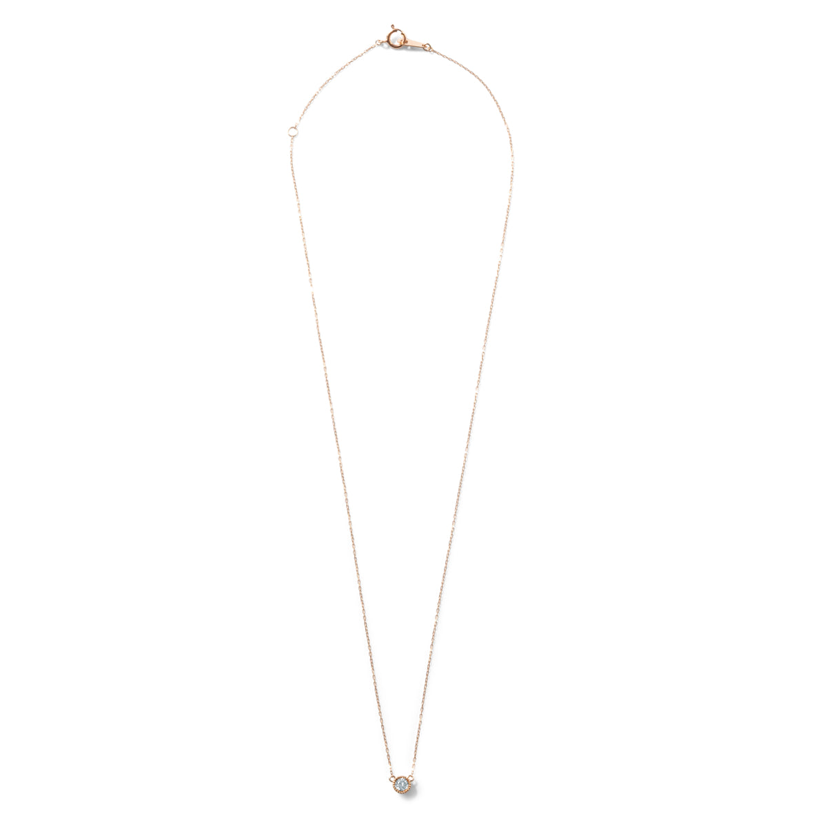 ダイヤモンドネックレス 1粒 0.1ct ミル打ち K10PG ピンクゴールド