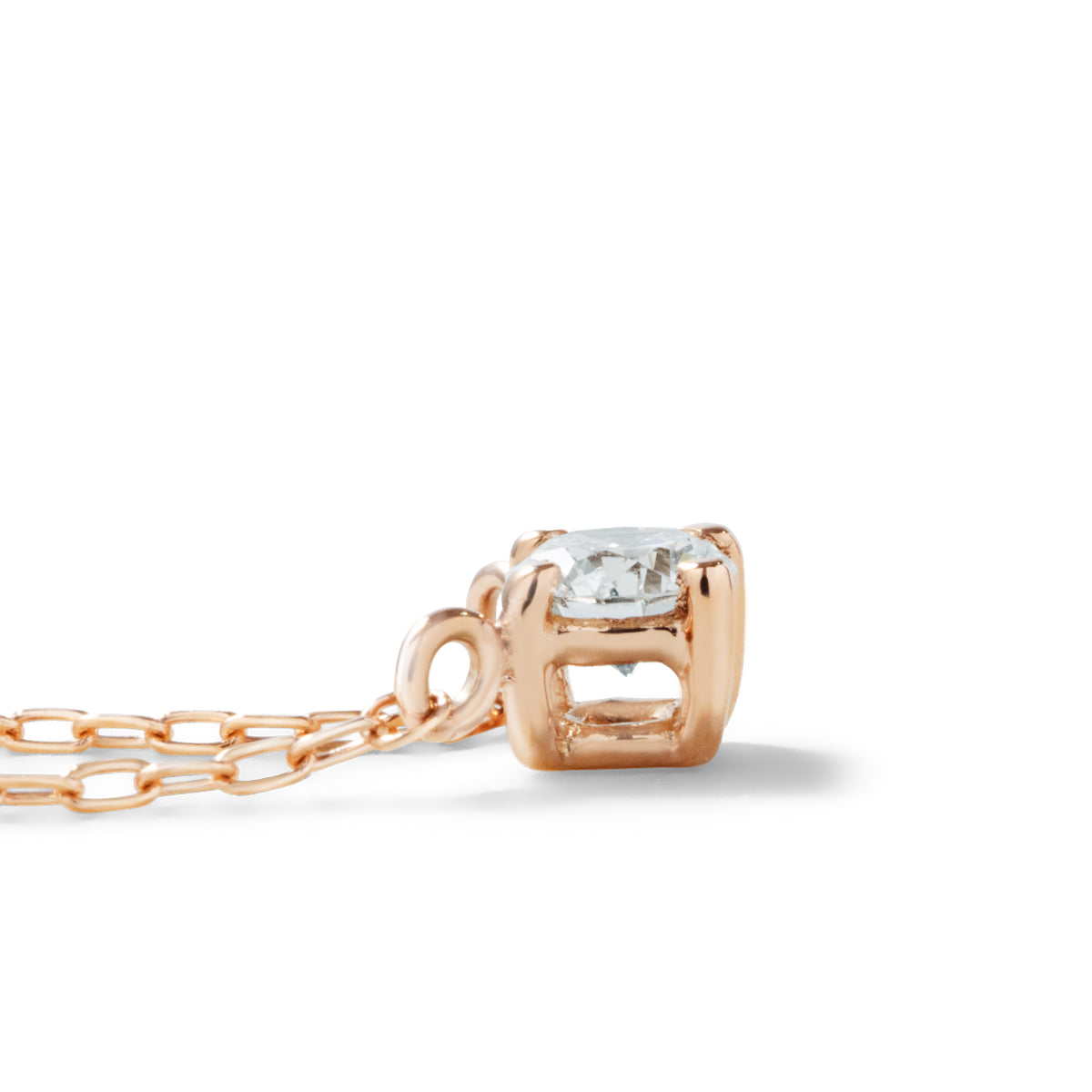 ダイヤモンドネックレス 1粒 4本爪 0.1ct Heart&Cupid K18PG ピンクゴールド