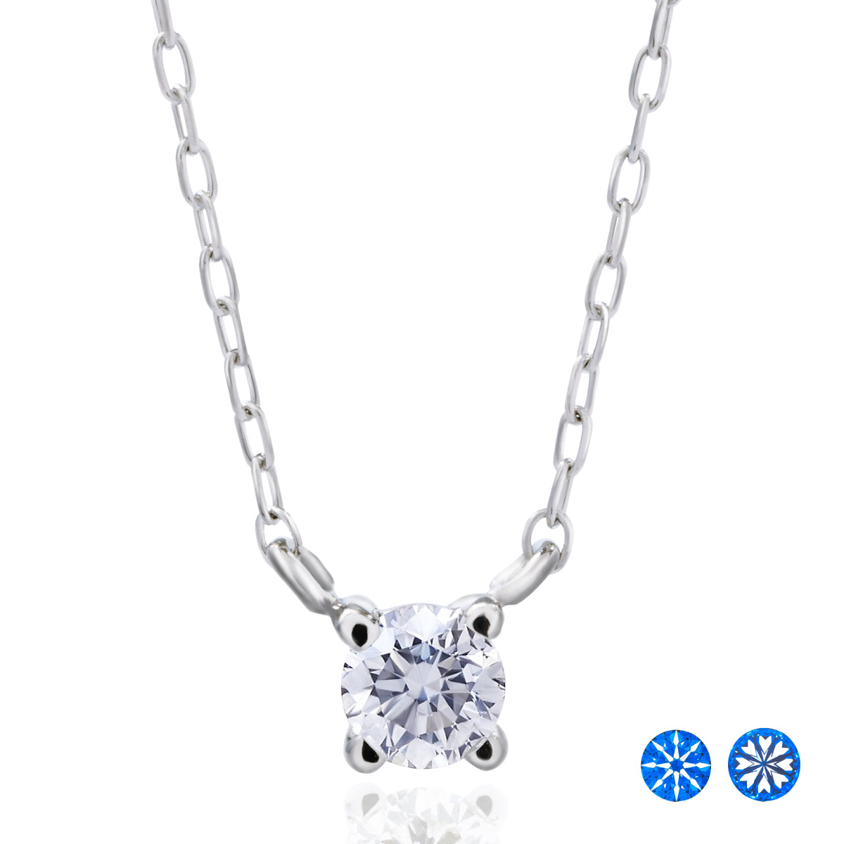 ダイヤモンドネックレス 1粒 4本爪 0.1ct Heart&Cupid PT プラチナ