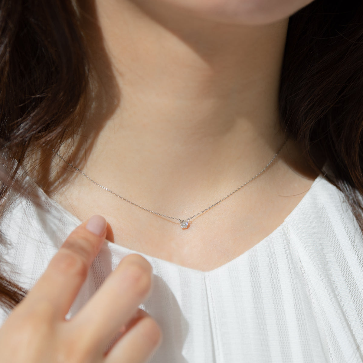 ダイヤモンドネックレス 1粒 4本爪 0.1ct PT プラチナ