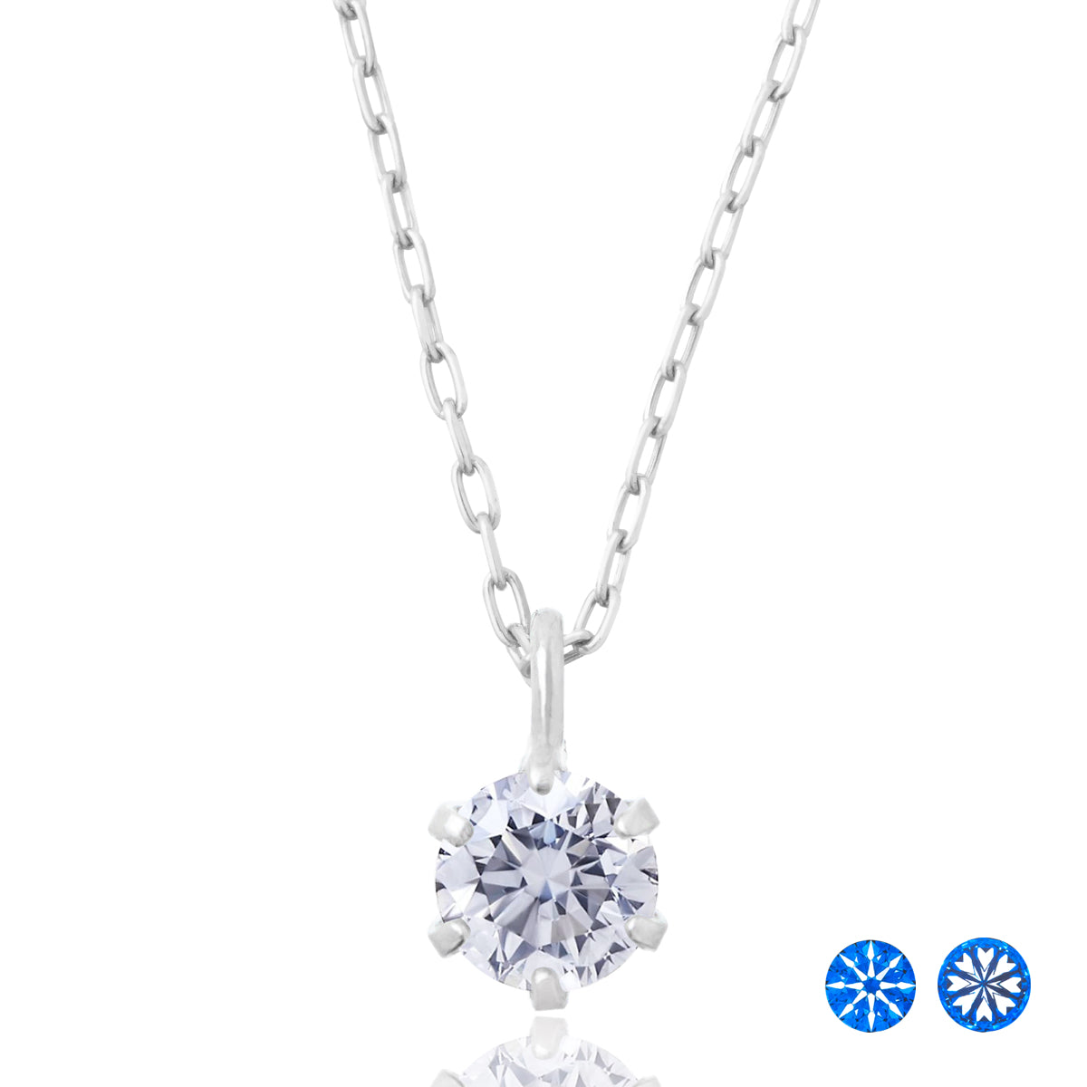 ダイヤモンドネックレス 1粒 6本爪 0.1ct Dカラー Heart&Cupid PT