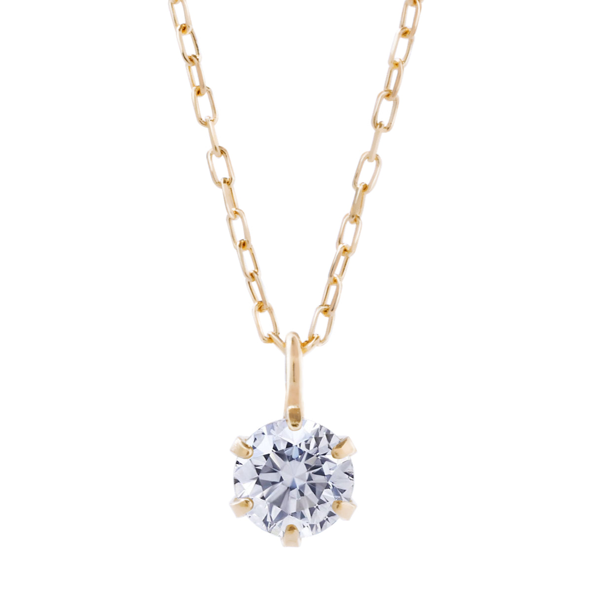 ダイヤモンドネックレス 1粒 6本爪 0.1ct K18YG イエローゴールド
