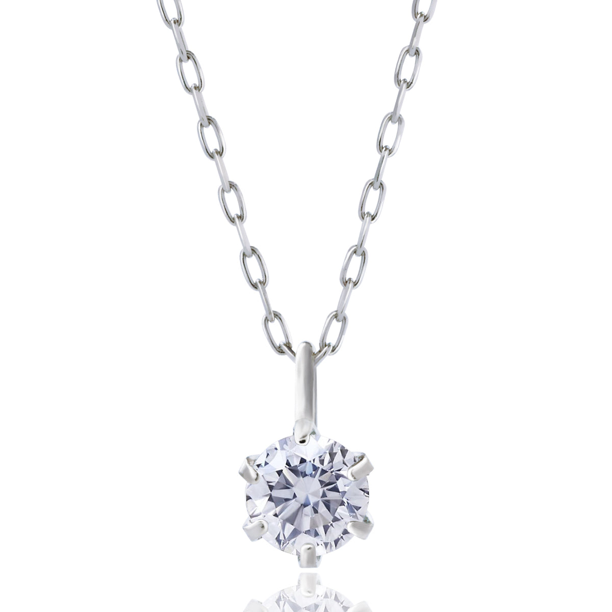 ダイヤモンドネックレス 1粒 6本爪 0.1ct PT プラチナ