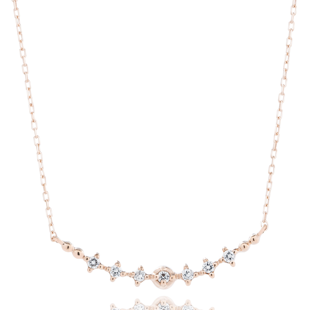 ダイヤモンドネックレス 7粒 0.06ct ライン K10PG ピンクゴールド