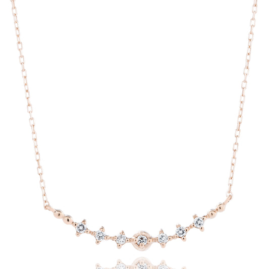 ダイヤモンドネックレス 7粒 0.06ct ライン K10PG ピンクゴールド