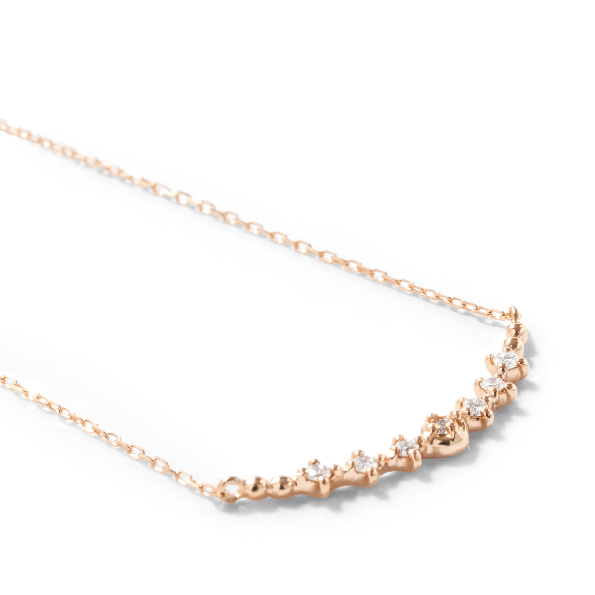 ダイヤモンドネックレス 7粒 0.06ct ライン K10PG ピンクゴールド