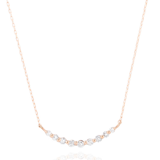 ダイヤモンドネックレス 9粒 0.1ct ライン K10PG ピンクゴールド