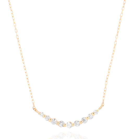ダイヤモンドネックレス 9粒 0.1ct ライン K10YG イエローゴールド