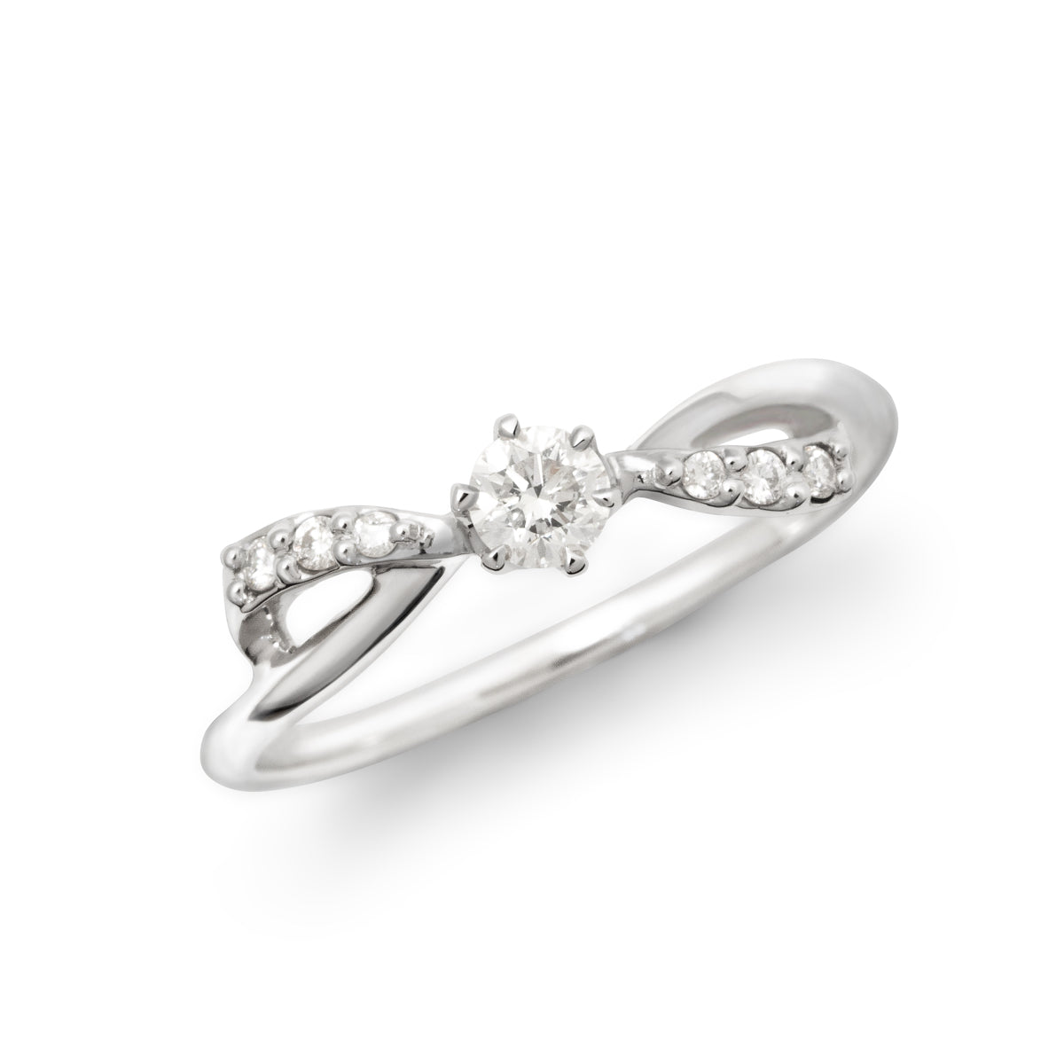 ダイヤモンドリング 0.14ct PT900 プラチナ リボン RIBBON