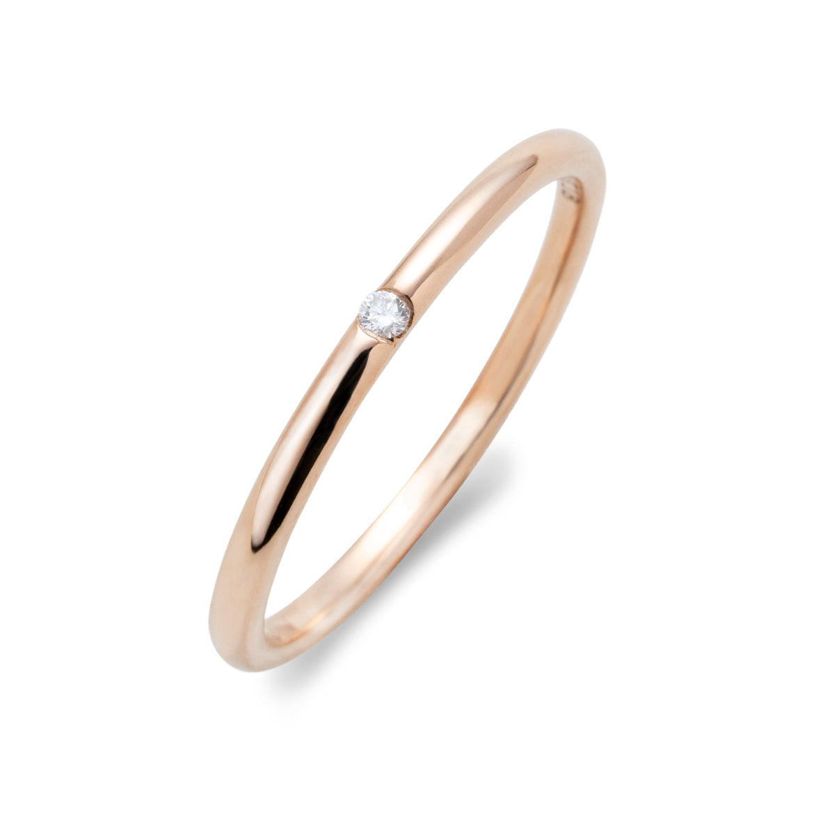 ダイヤモンドリング 1石 0.01ct ストレート 細身 K18PG ピンクゴールド
