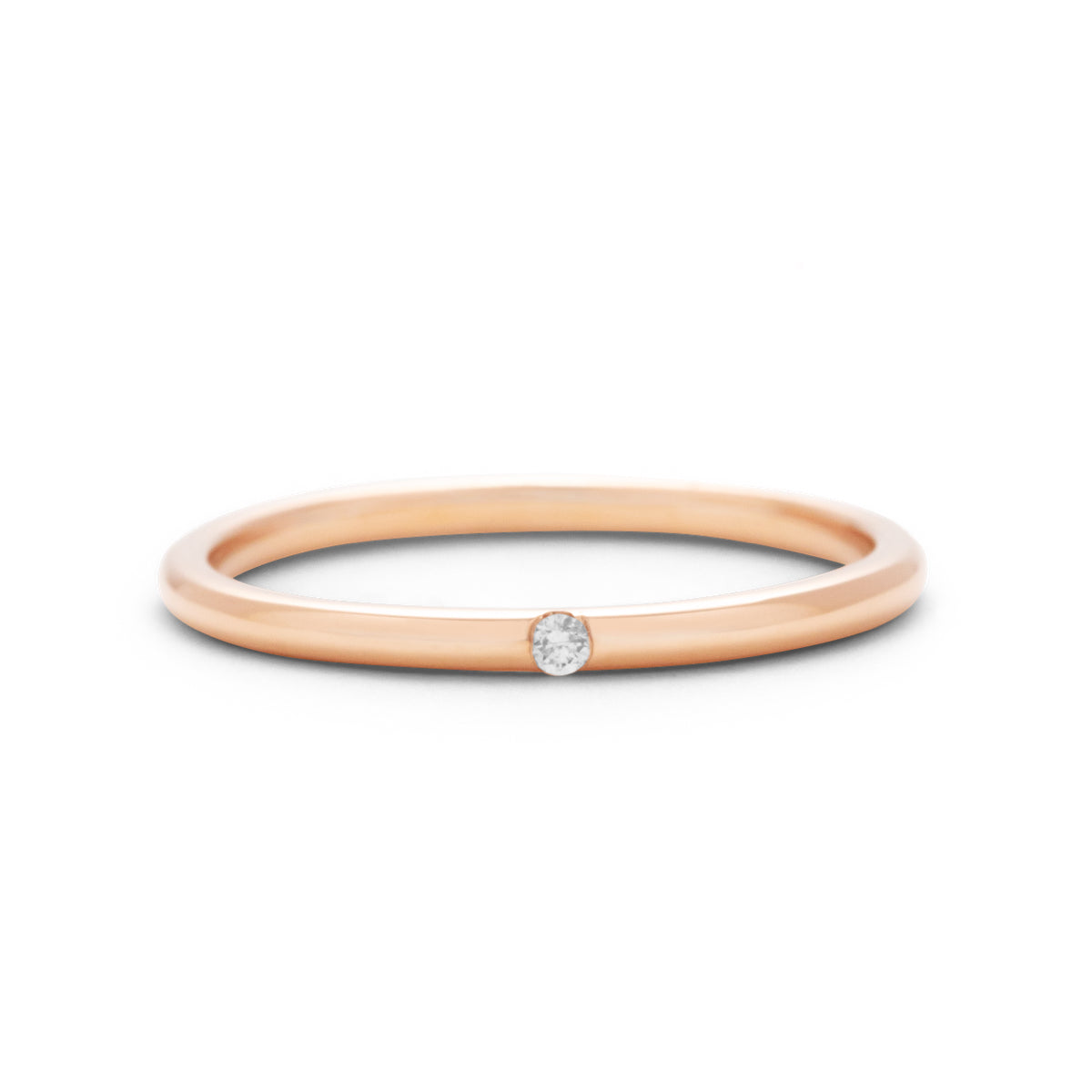 ダイヤモンドリング 1石 0.01ct ストレート 細身 K18PG ピンクゴールド