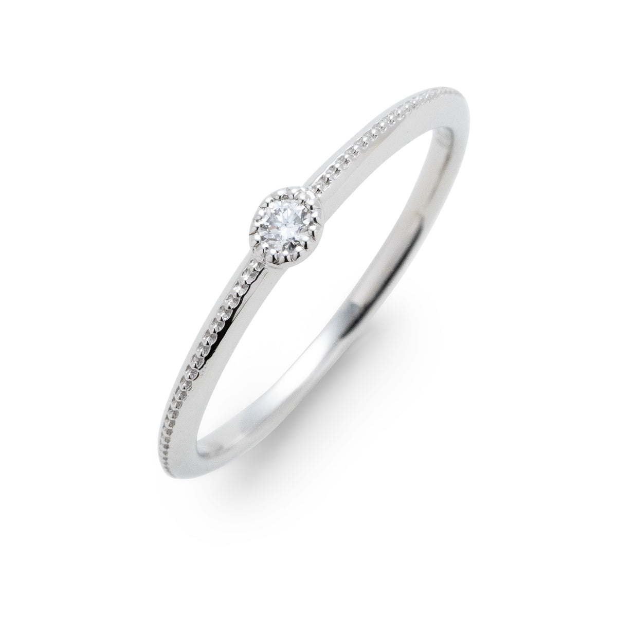 ダイヤモンドリング 1石 0.03ct ミル打ち PT900