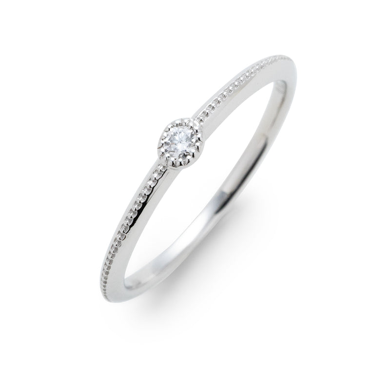 ダイヤモンドリング 1石 0.03ct ミル打ち PT900