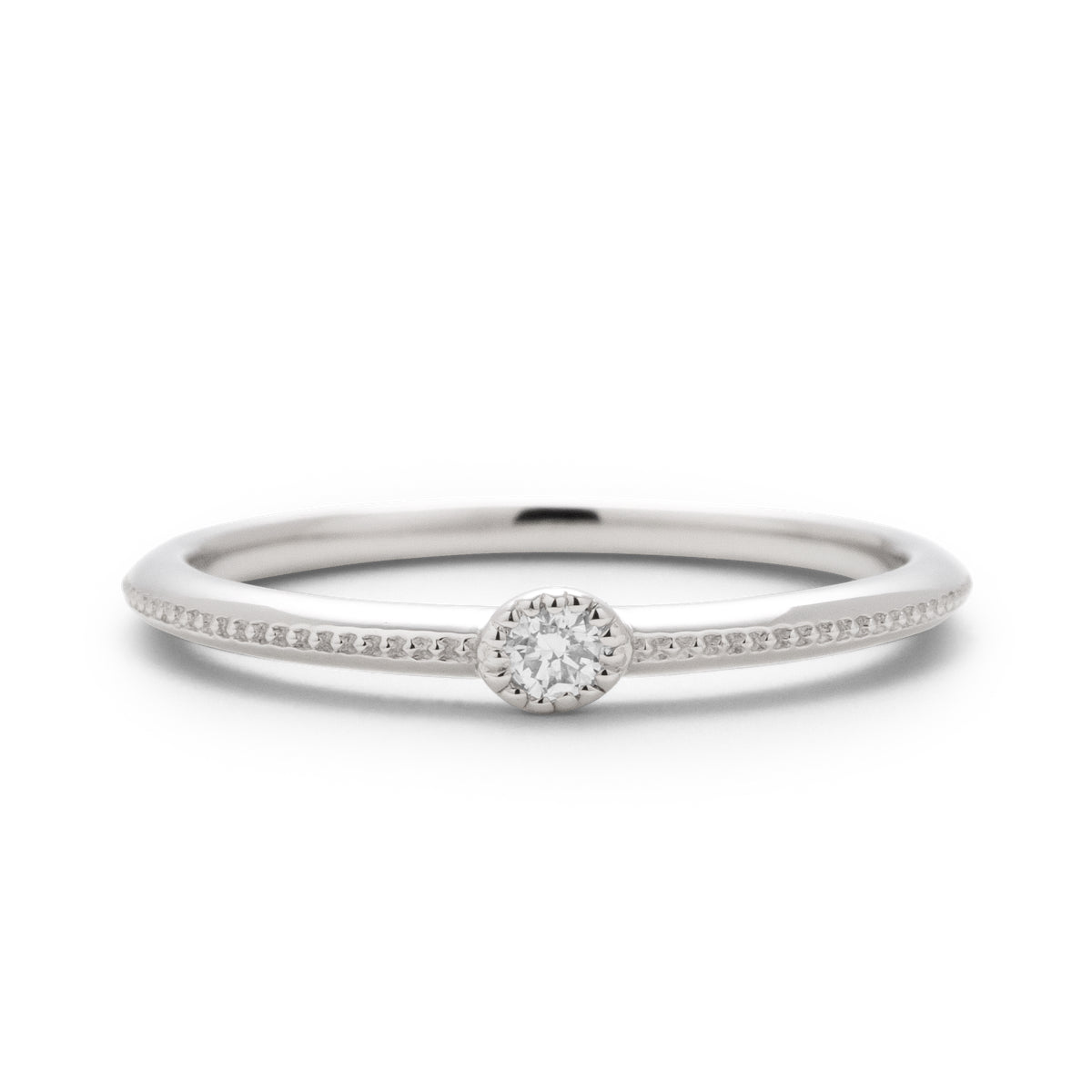 ダイヤモンドリング 1石 0.03ct ミル打ち PT900