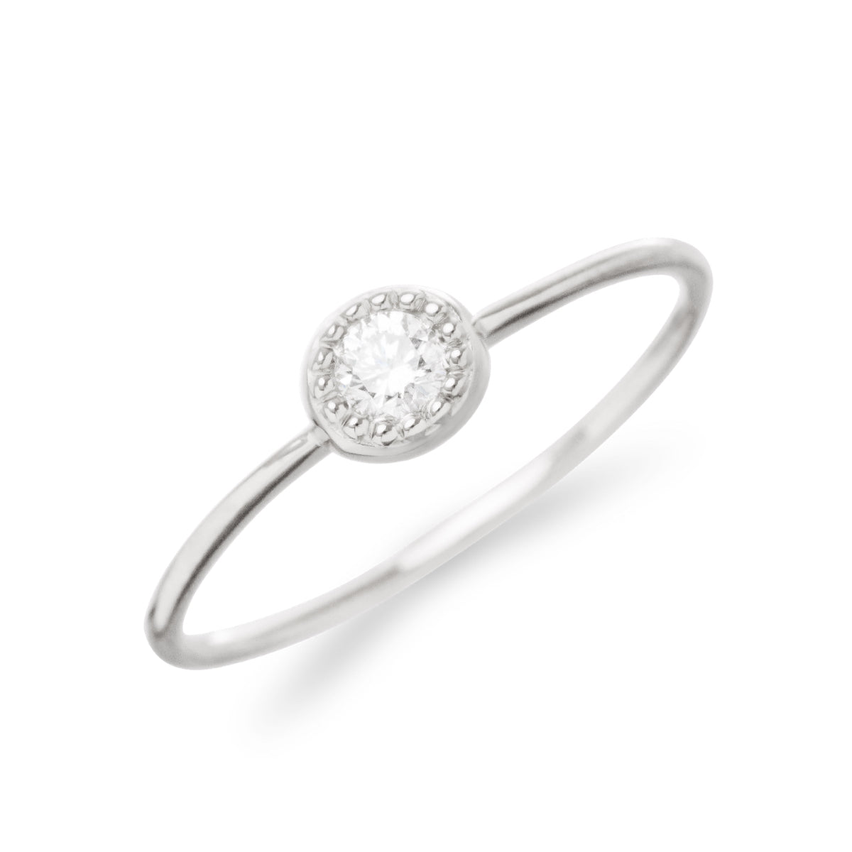 ダイヤモンドリング 1石 0.1ct ミル打ち PT900 プラチナ