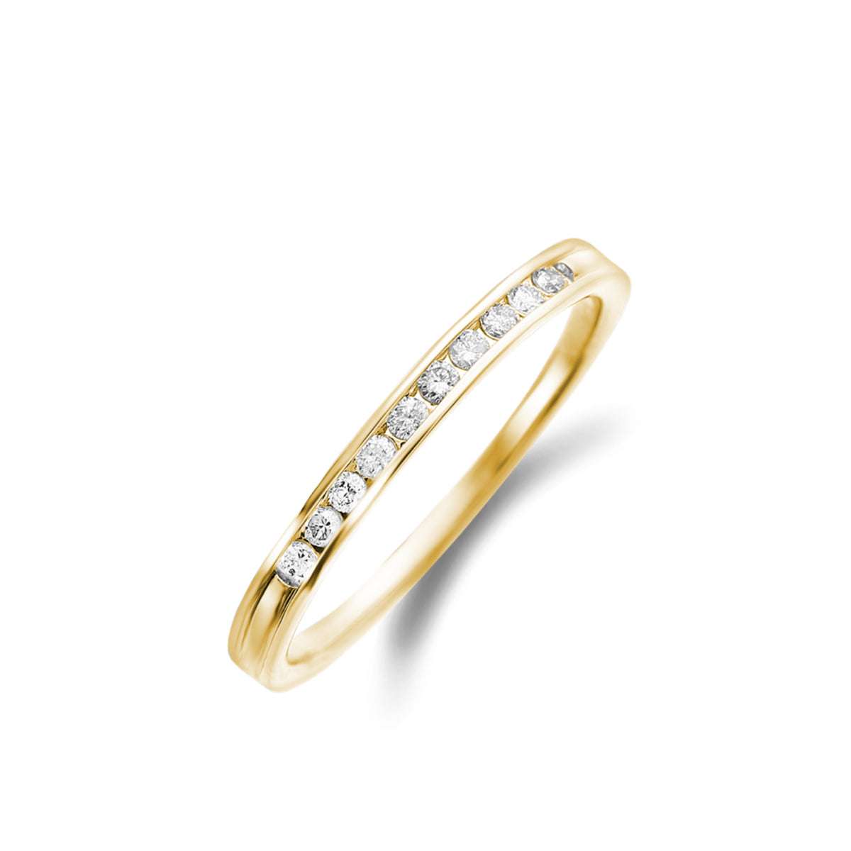 ハーフエタニティリング レール留 0.1ct K18YG イエローゴールド