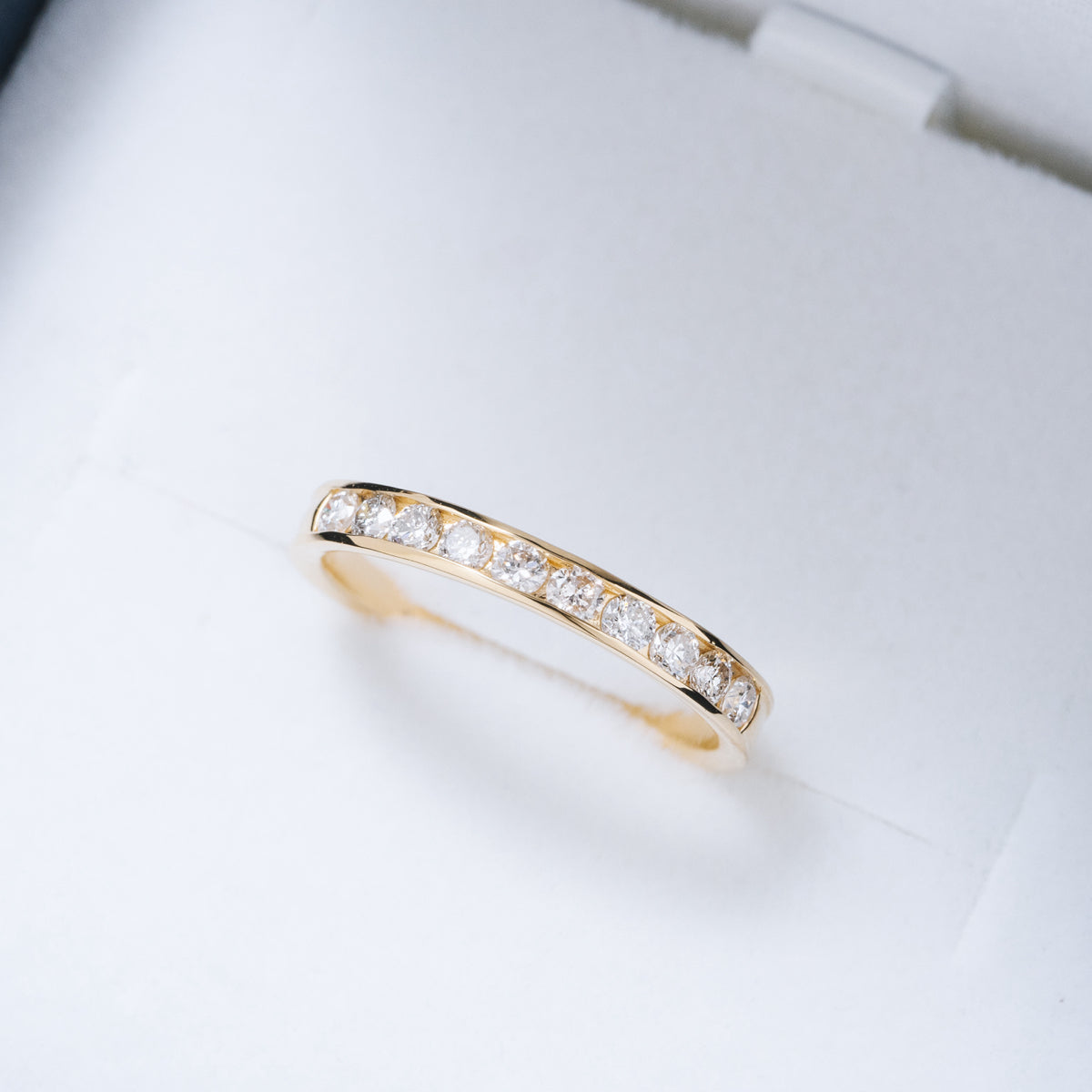 ハーフエタニティリング レール留め 0.3ct K18YG イエローゴールド