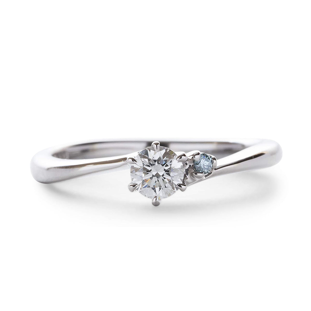 アイスブルーダイヤモンドリング 0.2ct PT900 プラチナ 6本爪留め