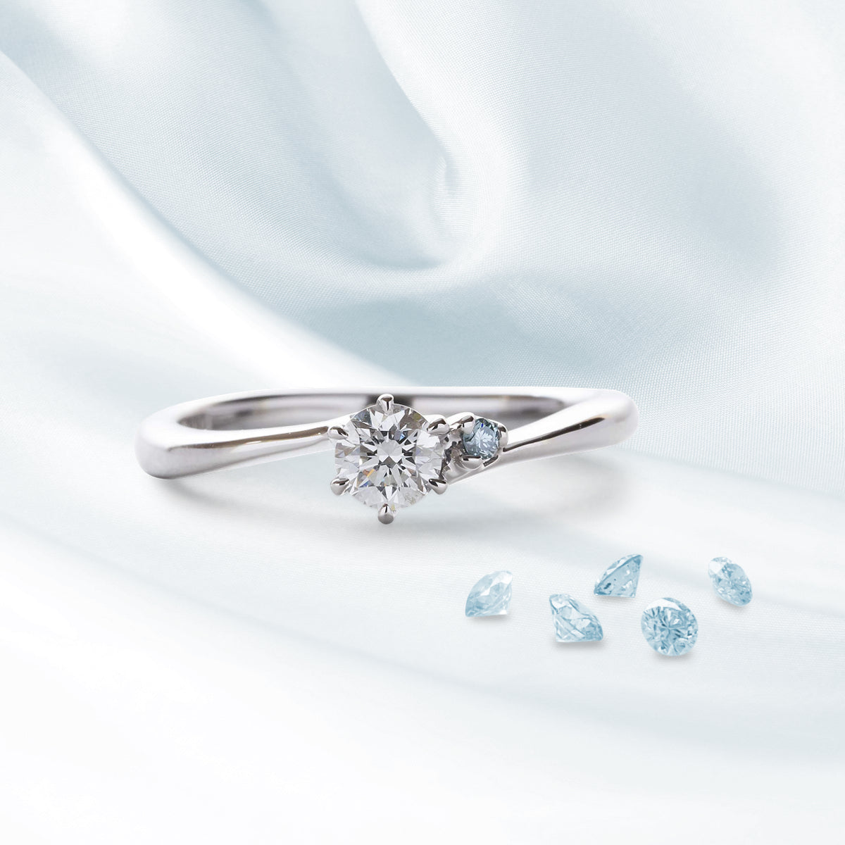 アイスブルーダイヤモンドリング 0.2ct PT900 プラチナ 6本爪留め
