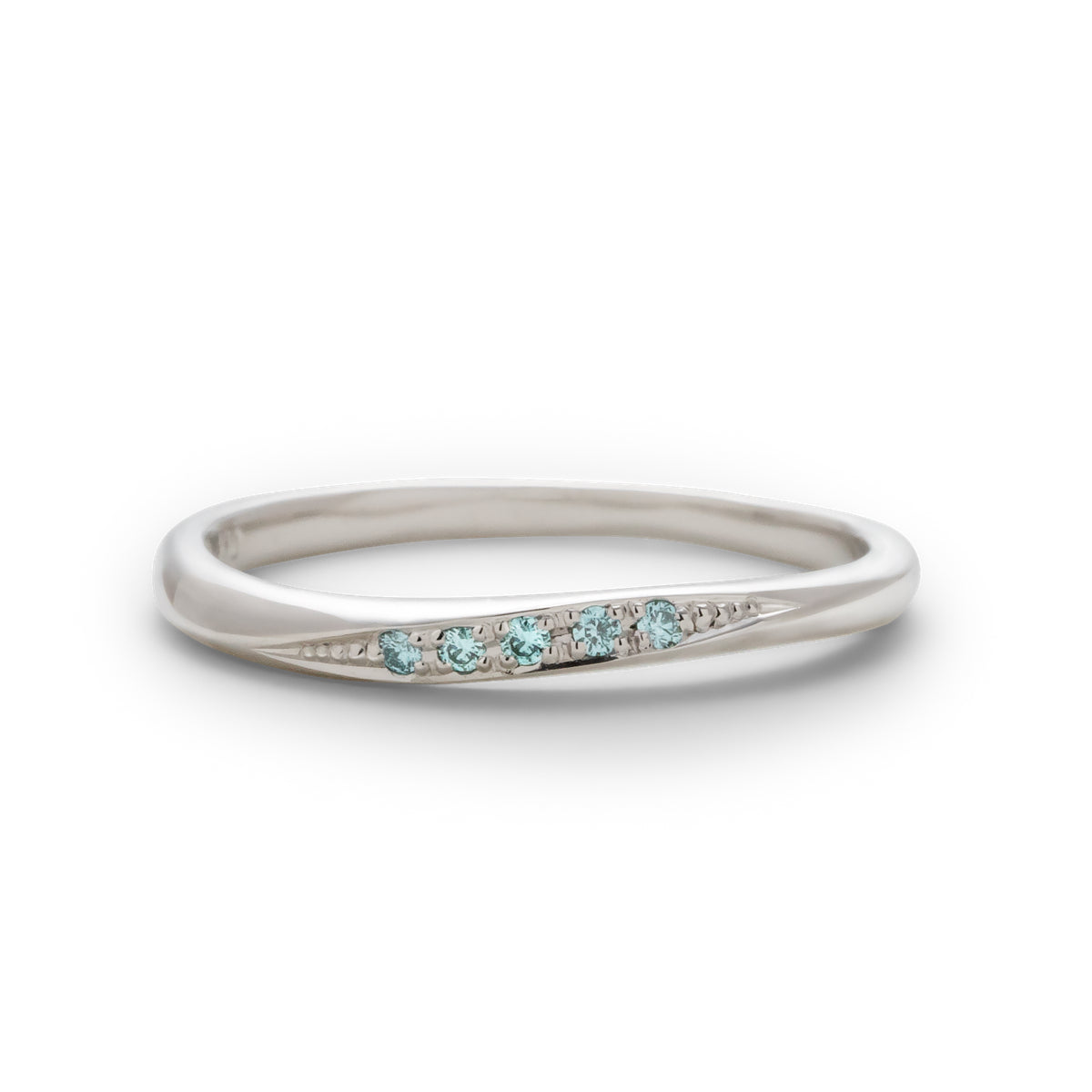 アイスブルーダイヤモンドリング 5石 0.025ct K10WG ホワイトゴールド