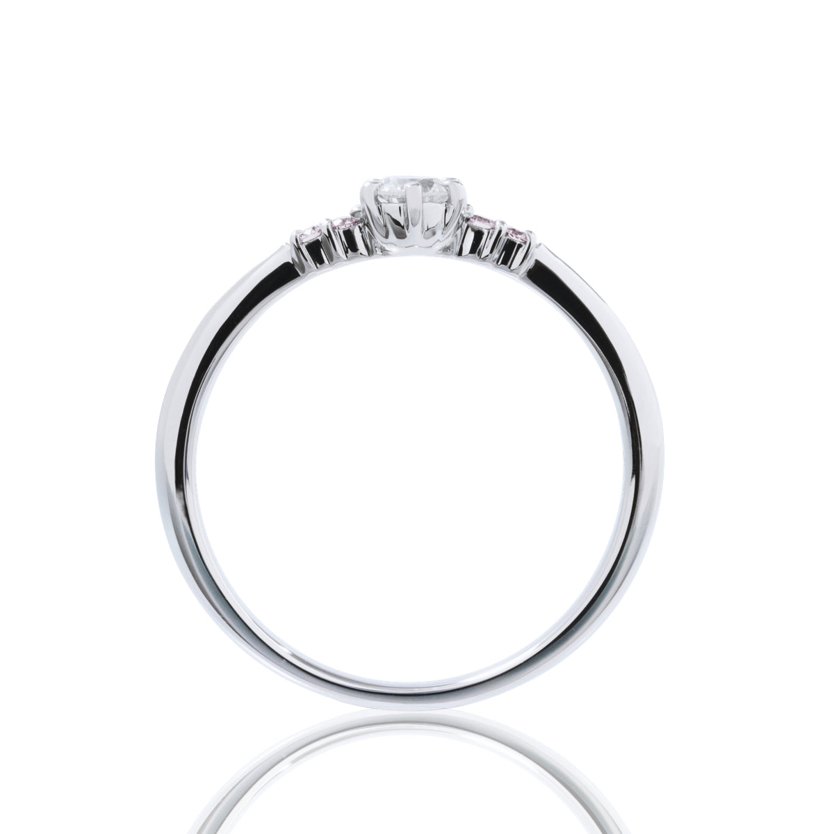ピンクダイヤモンドリング 0.1ct-up PT900 プラチナ 6本爪留め ピンクダイヤ4石