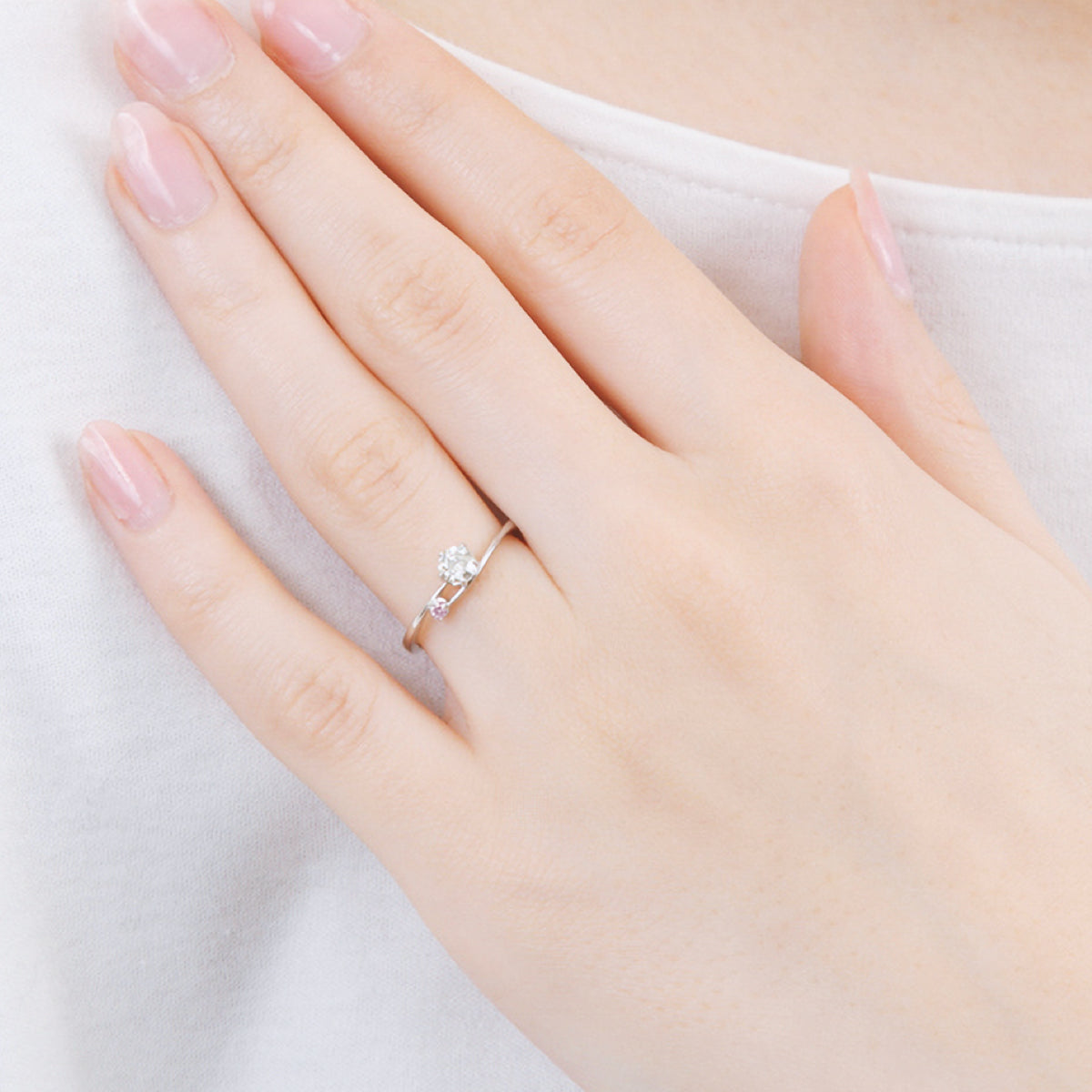 ピンクダイヤモンドリング 0.2ct-up PT900 プラチナ 5本爪留め