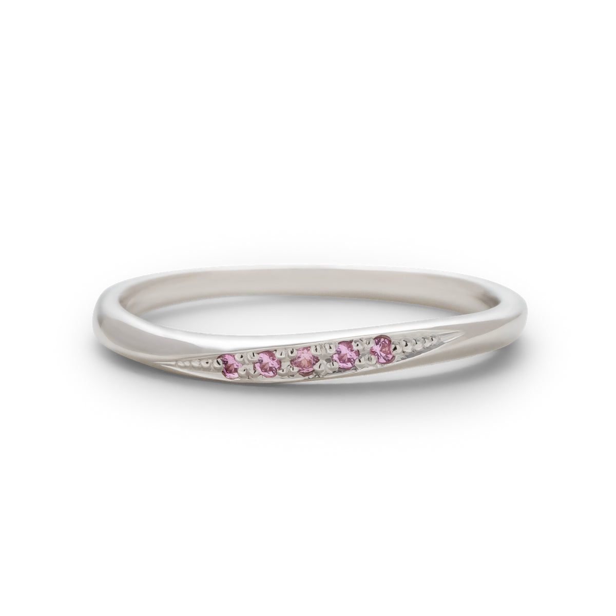 ピンクサファイアリング 5石 0.025ct K10WG ホワイトゴールド