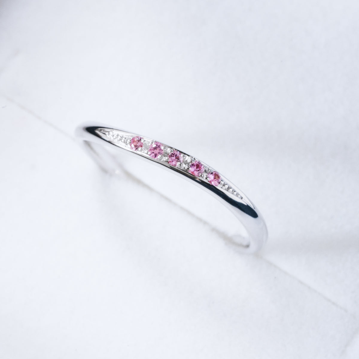ピンクサファイアリング 5石 0.025ct K10WG ホワイトゴールド