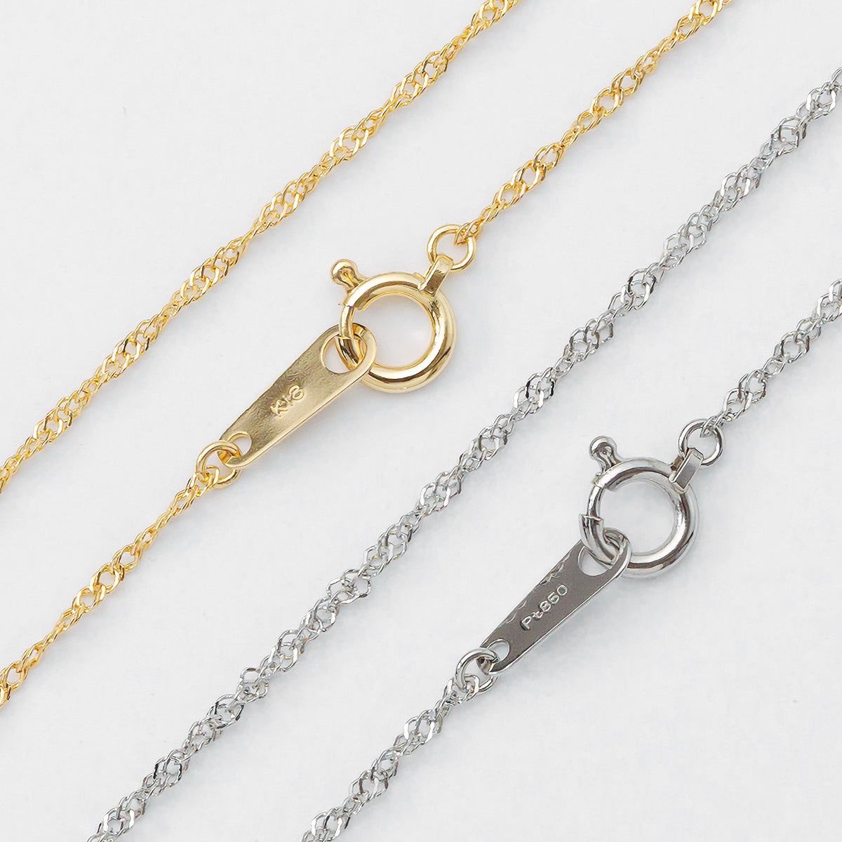 スクリューチェーン ネックレス PT850 プラチナ 最長45cm 線形0.18mm