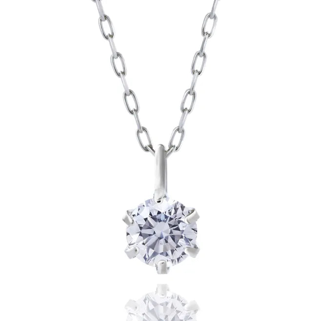 ダイヤモンドネックレス 1粒 6本爪 0.1ct PT プラチナ