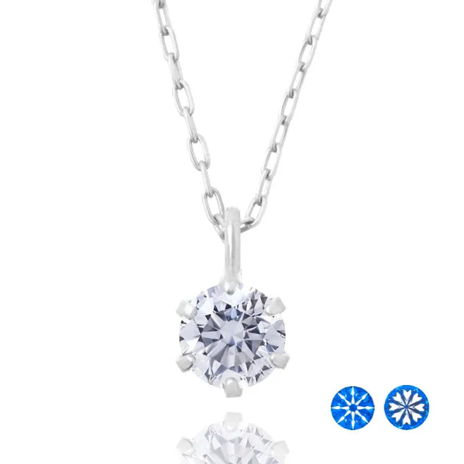 ダイヤモンドネックレス 1粒 6本爪 0.1ct Dカラー Heart&Cupid PT