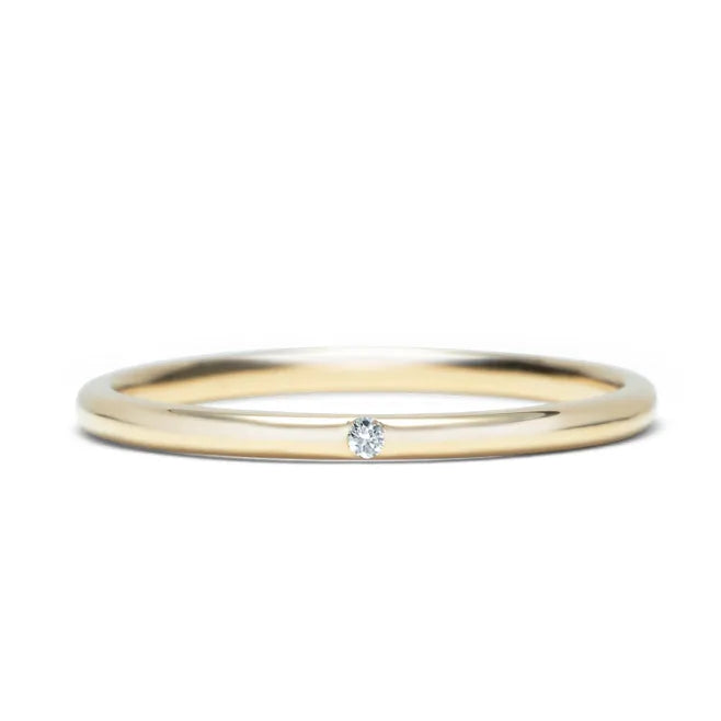 ダイヤモンドリング K18YG 1石 0.006ct / ストレート 細身