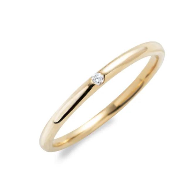 ダイヤモンドリング K18YG 1石 0.01ct / ストレート 細身