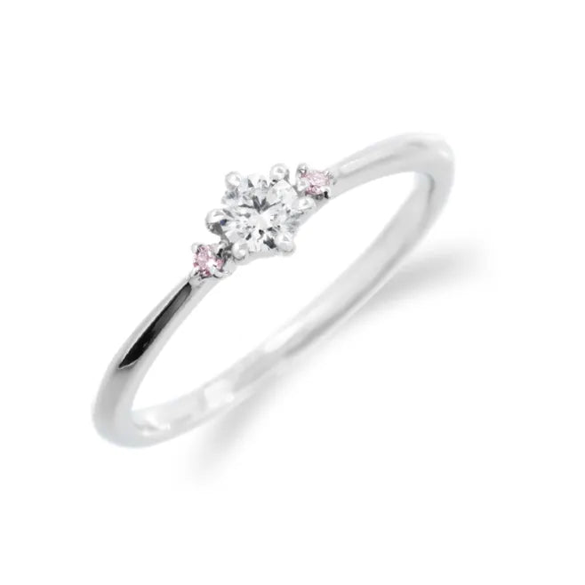 ピンクダイヤモンドリング 0.1ct-up PT900 プラチナ 6本爪留め ピンクダイヤ2石