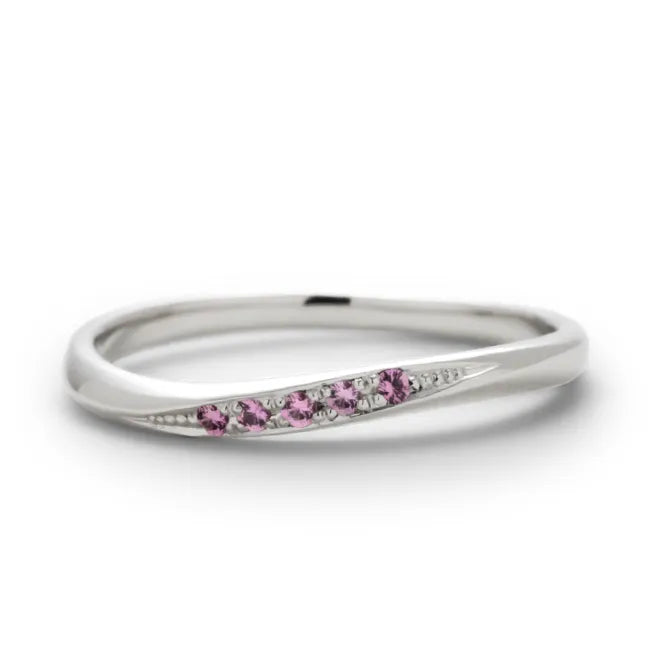 ピンクサファイアリング 5石 0.025ct PT900 プラチナ
