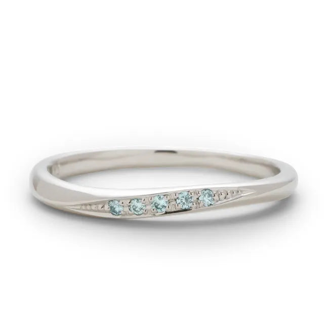 アイスブルーダイヤモンドリング 5石 0.025ct K10WG ホワイトゴールド