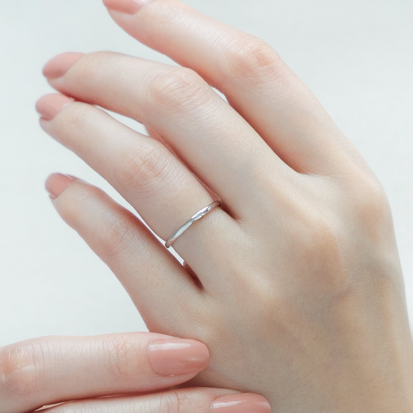 ダイヤモンドリング 1石 0.01ct ストレート 細身 K10WG