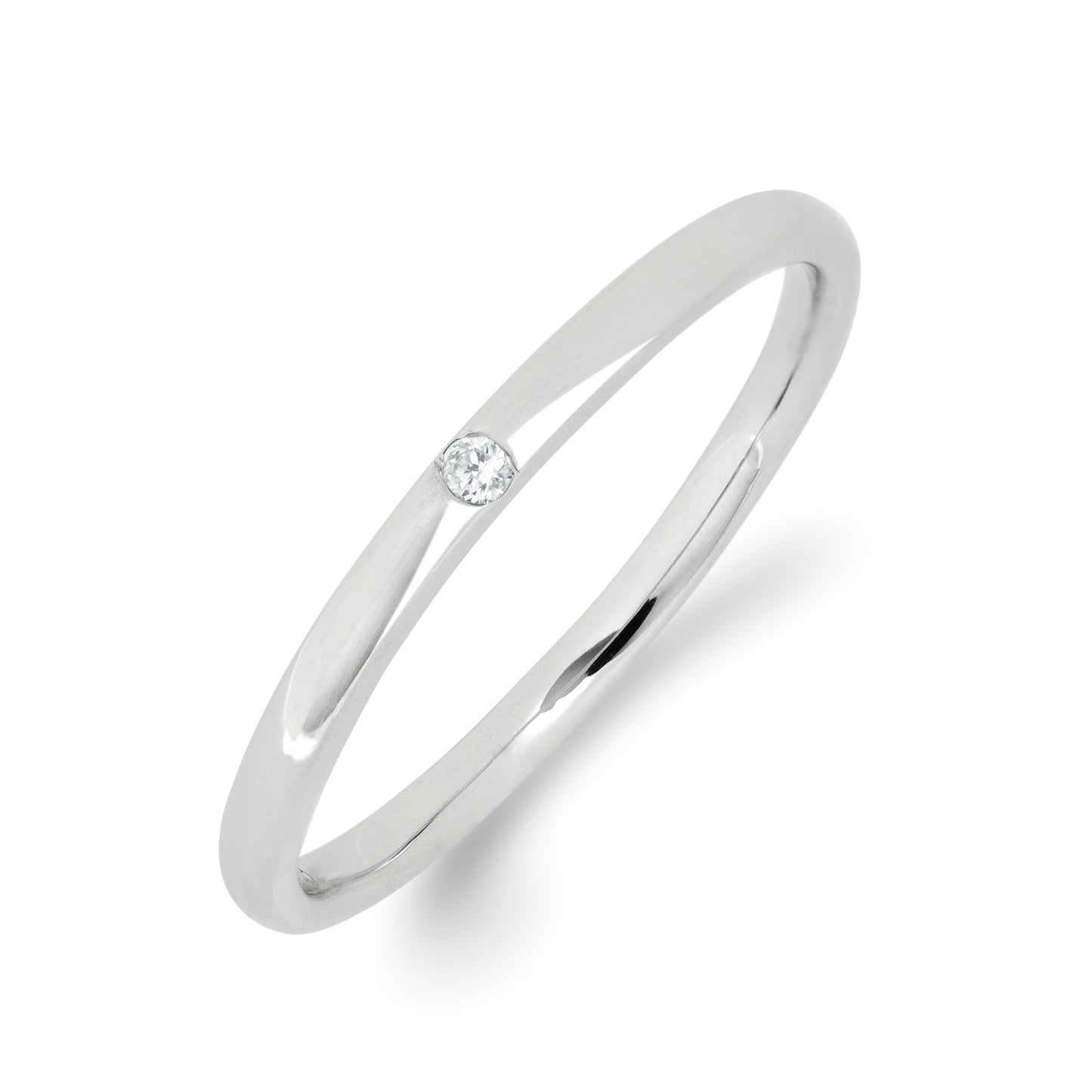 ダイヤモンドリング 1石 0.01ct ストレート 細身 K10WG